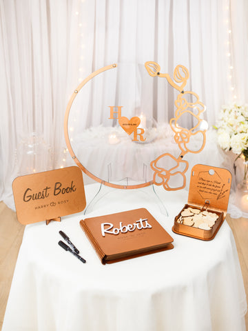 Wedding Guest Book Alternative -  Flower shape (Bronze)