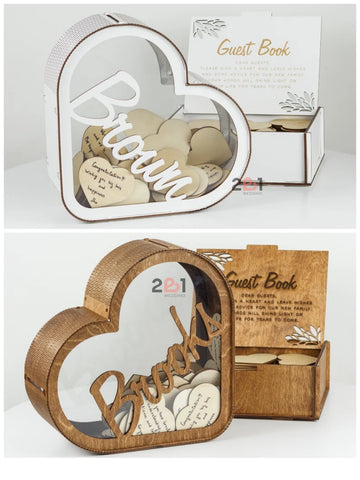 Heart Wedding Guest Book Alternative - Personalized Wedding Guestbook Drop Box
