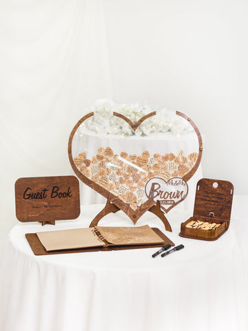 Wedding Guest Book Alternative - Double Heart form (Wood)