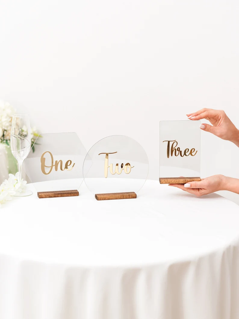 Acrylic Wedding Table Numbers - Wedding Table Decor, Table Numbers for